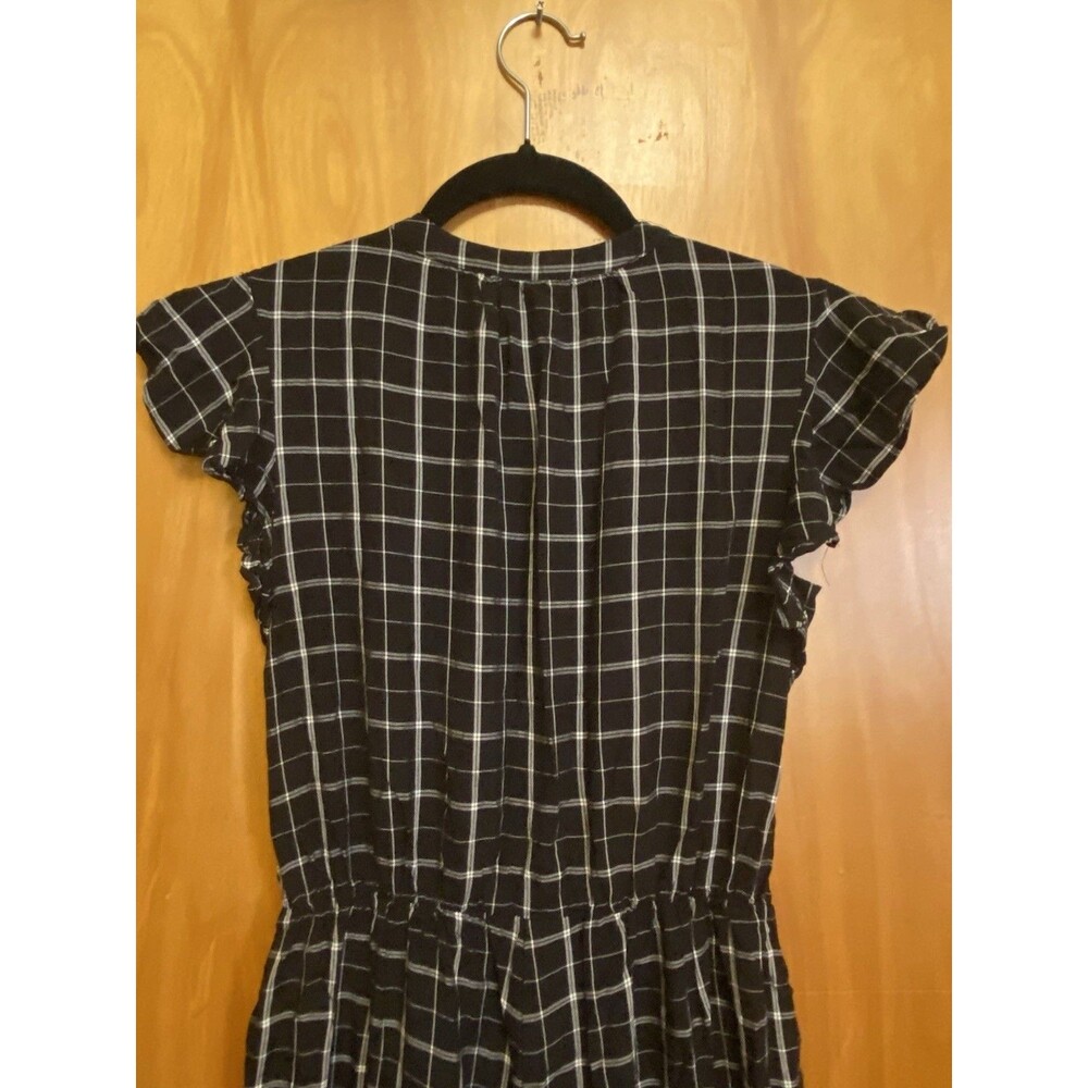 1. STATE  Plaid Rayon Windowpane Wide Leg Jumpsuit Size 0 Black & White - Picture 8 of 11
